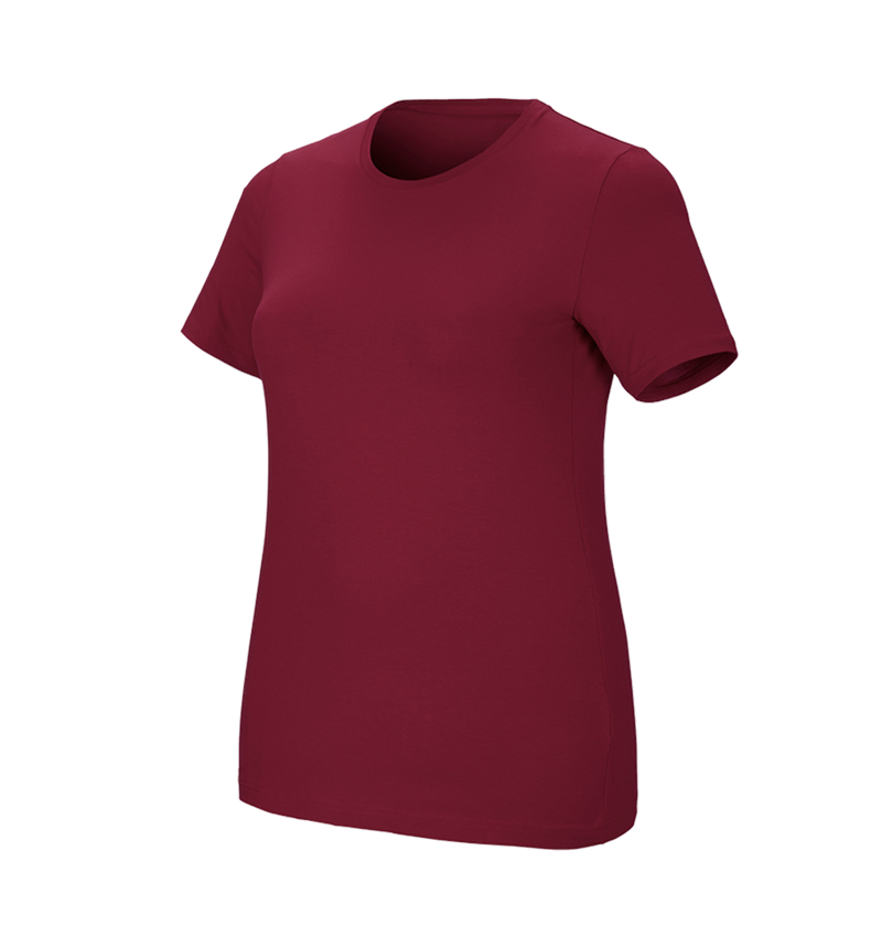 T-Shirts, Pullover & Skjorter: e.s. T-shirt cotton stretch, damer, plus fit + bordeaux 2