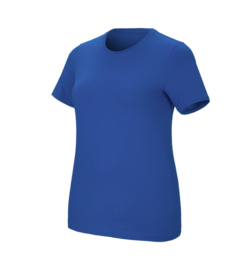 Emner: e.s. T-shirt cotton stretch, damer, plus fit + ensianblå 2