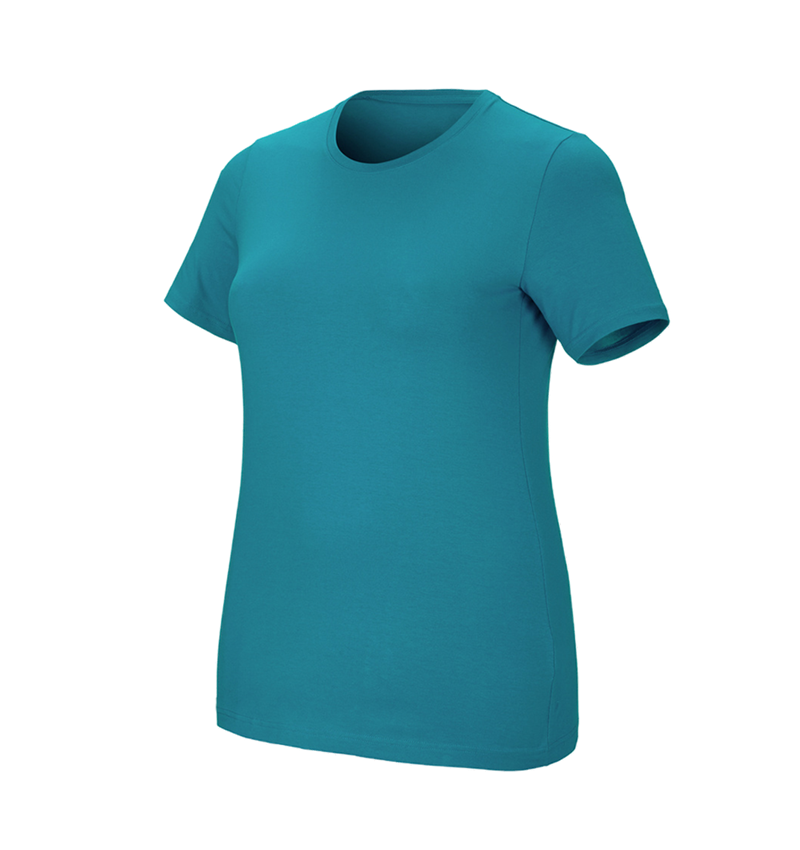 T-Shirts, Pullover & Skjorter: e.s. T-shirt cotton stretch, damer, plus fit + ocean 2