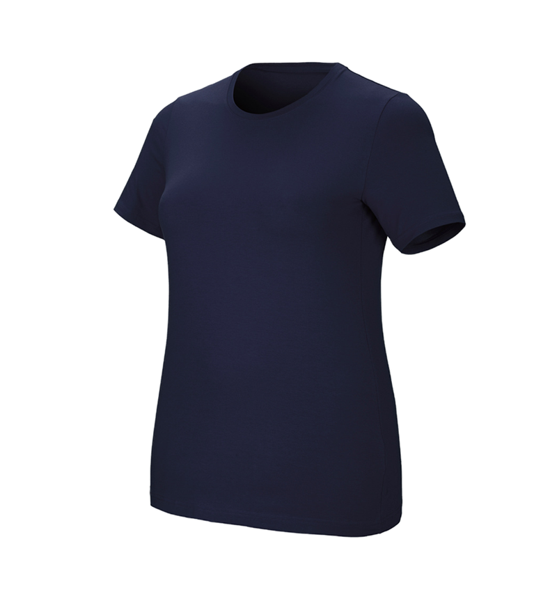 Topics: e.s. T-shirt cotton stretch, ladies', plus fit + navy 2