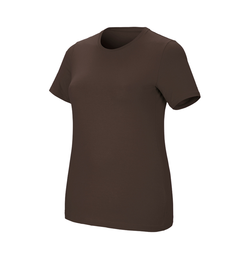T-Shirts, Pullover & Skjorter: e.s. T-shirt cotton stretch, damer, plus fit + kastanje 2