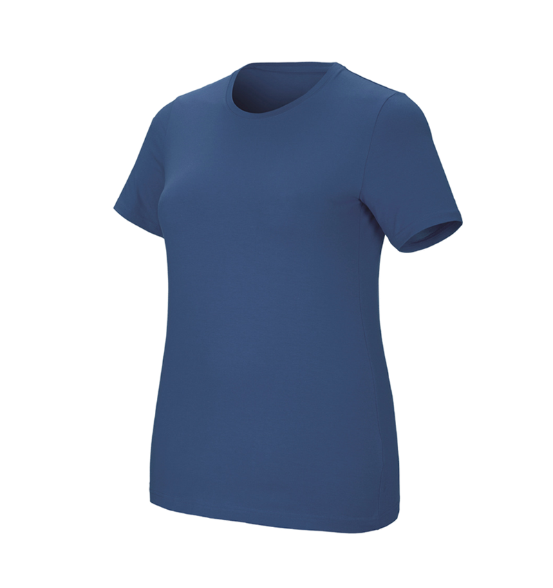 T-Shirts, Pullover & Skjorter: e.s. T-shirt cotton stretch, damer, plus fit + kobolt 2