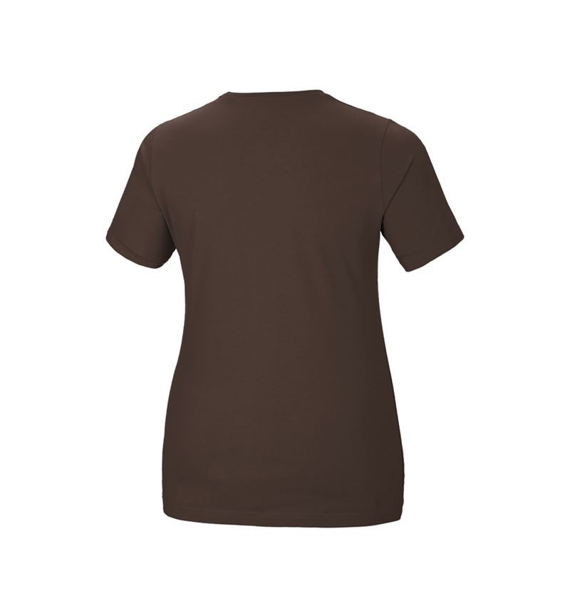 T-Shirts, Pullover & Skjorter: e.s. T-shirt cotton stretch, damer, plus fit + kastanje 3