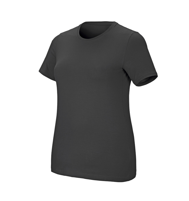 T-Shirts, Pullover & Skjorter: e.s. T-shirt cotton stretch, damer, plus fit + antracit 2