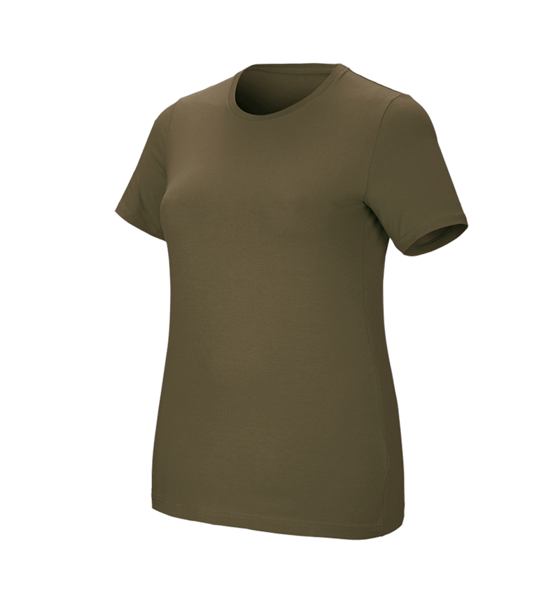 T-Shirts, Pullover & Skjorter: e.s. T-shirt cotton stretch, damer, plus fit + slamgrøn 2