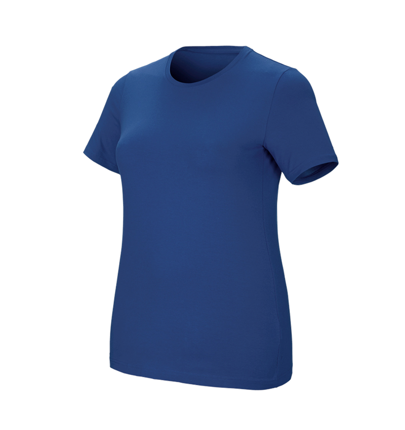 T-Shirts, Pullover & Skjorter: e.s. T-shirt cotton stretch, damer, plus fit + alkaliblå 2
