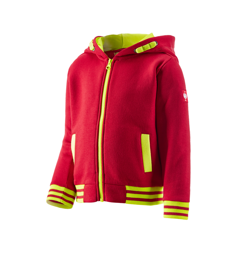 Topics: Hoody sweatjacket e.s.motion 2020, children's + fiery red/high-vis yellow 2