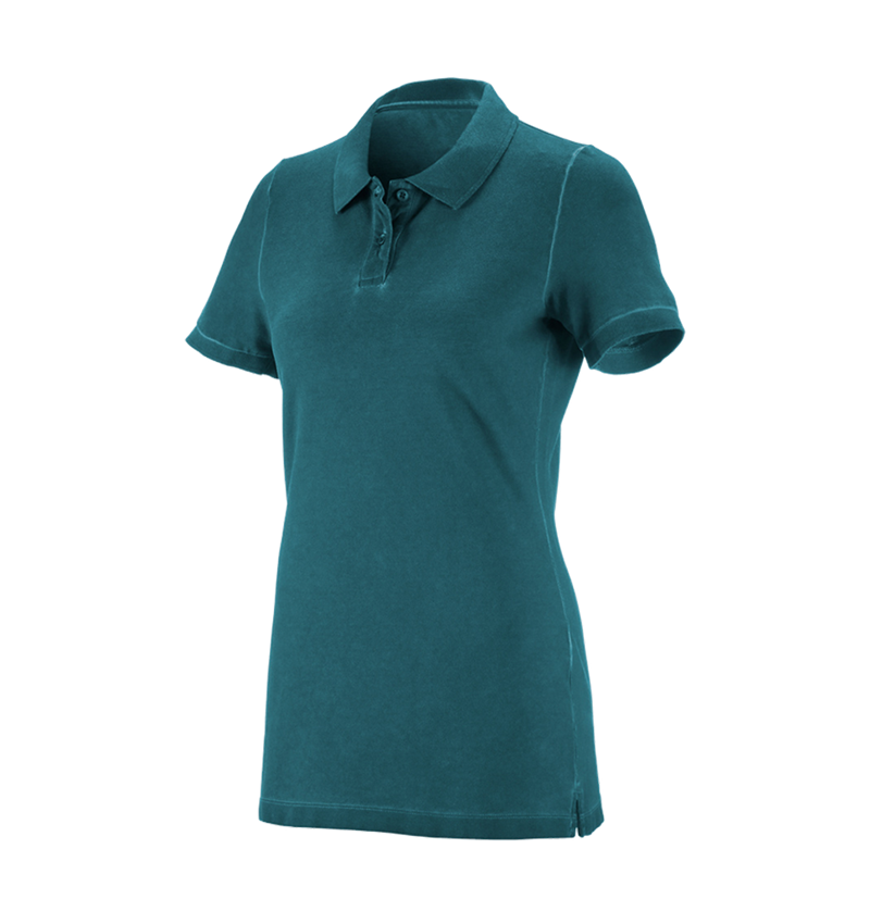 T-Shirts, Pullover & Skjorter: e.s. Polo-Shirt vintage cotton stretch, damer + mørk cyan vintage 1