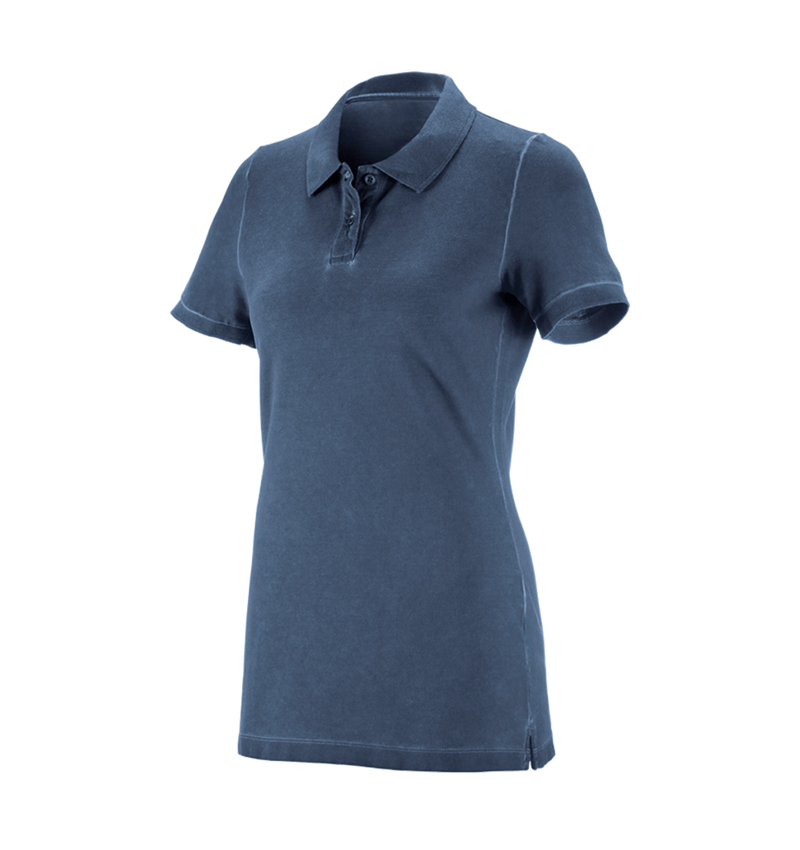 Emner: e.s. Polo-Shirt vintage cotton stretch, damer + antikblå vintage