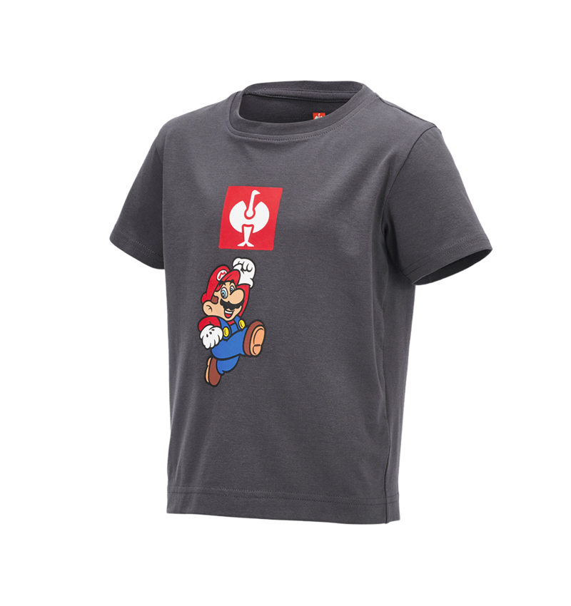 T-Shirts, Pullover & Skjorter: Super Mario T-shirt, børne + antracit 1