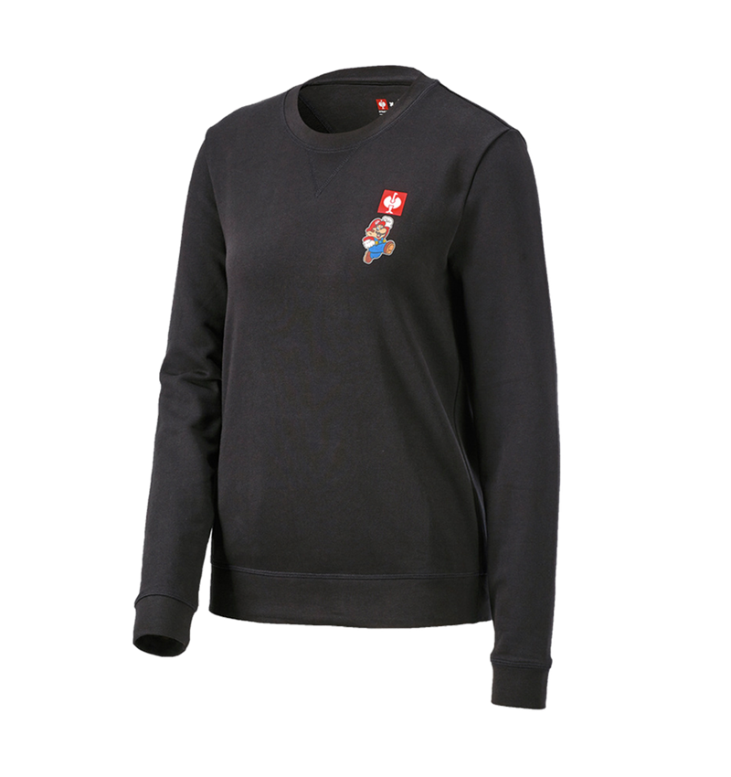 T-Shirts, Pullover & Skjorter: Super Mario sweatshirt, damer + sort 1