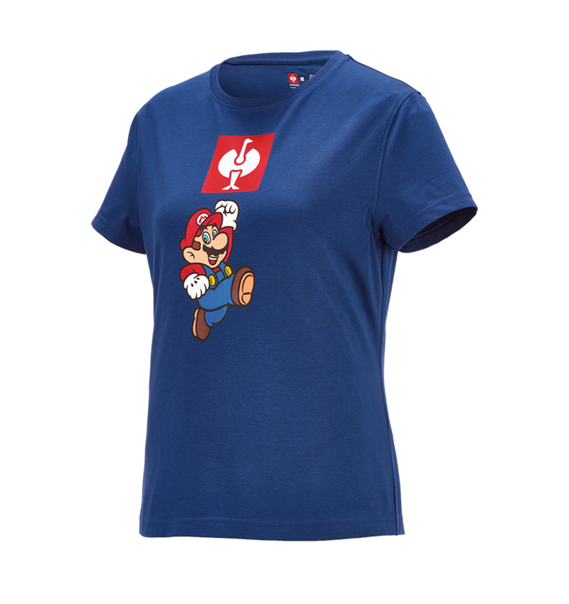 T-Shirts, Pullover & Skjorter: Super Mario T-shirt, damer + alkaliblå 1