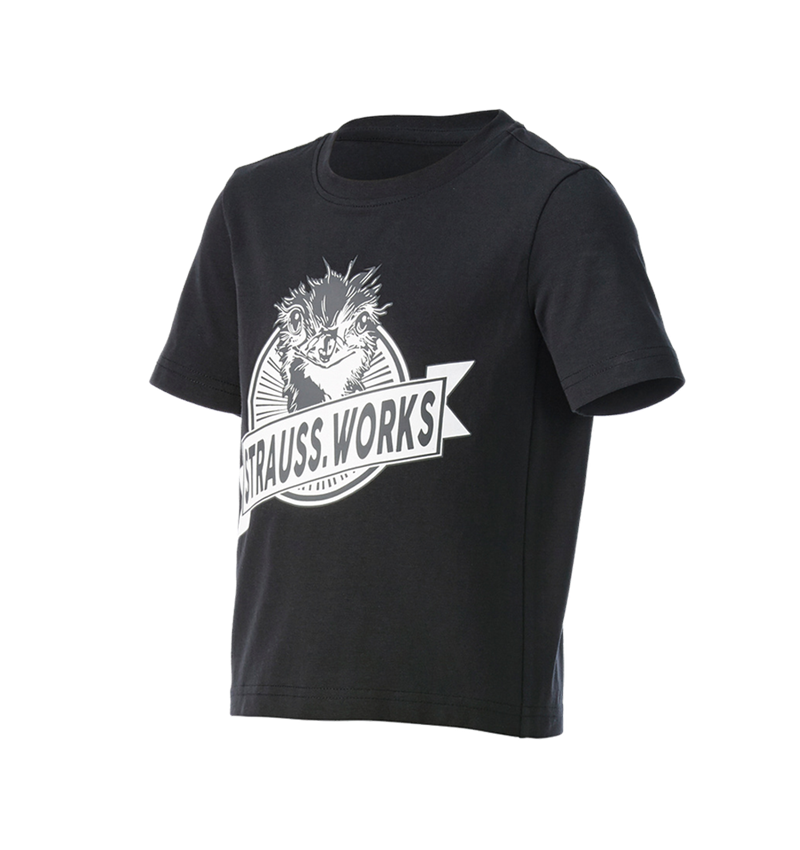 Beklædning: e.s. T-shirt strauss works, børne + sort/hvid