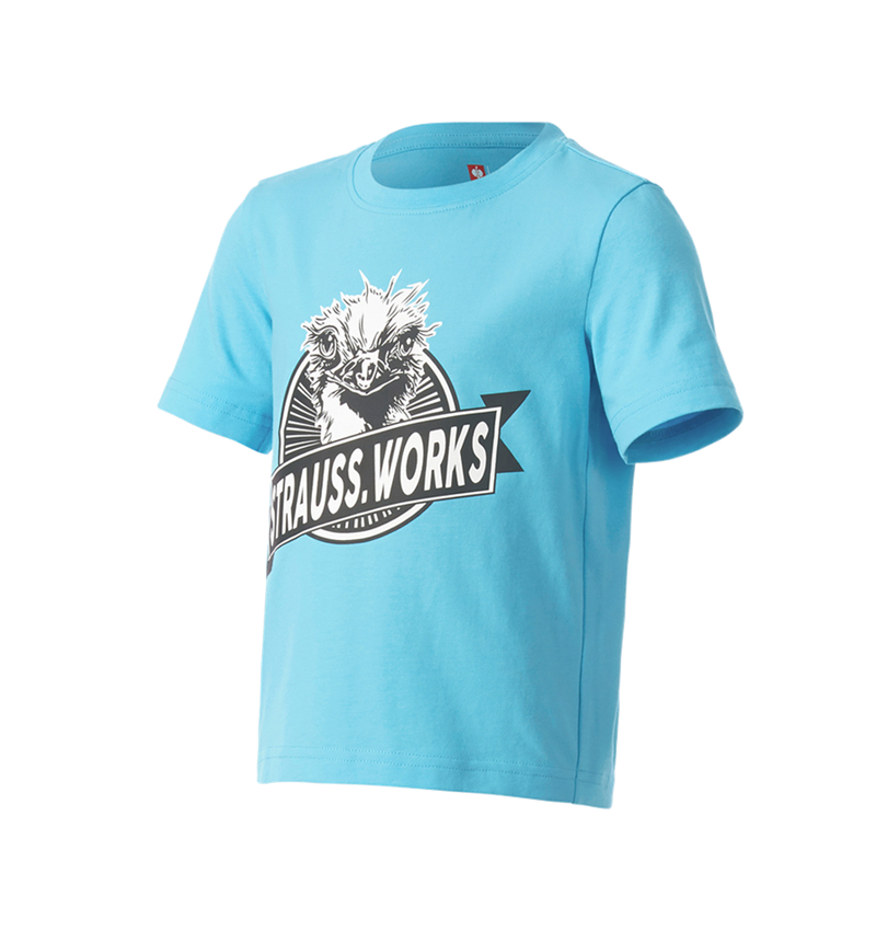 Beklædning: e.s. T-shirt strauss works, børne + lapisturkis 4