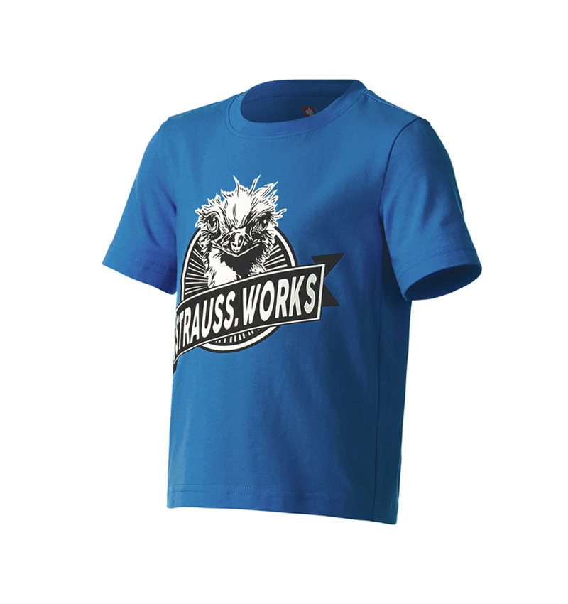 Beklædning: e.s. T-shirt strauss works, børne + ensianblå