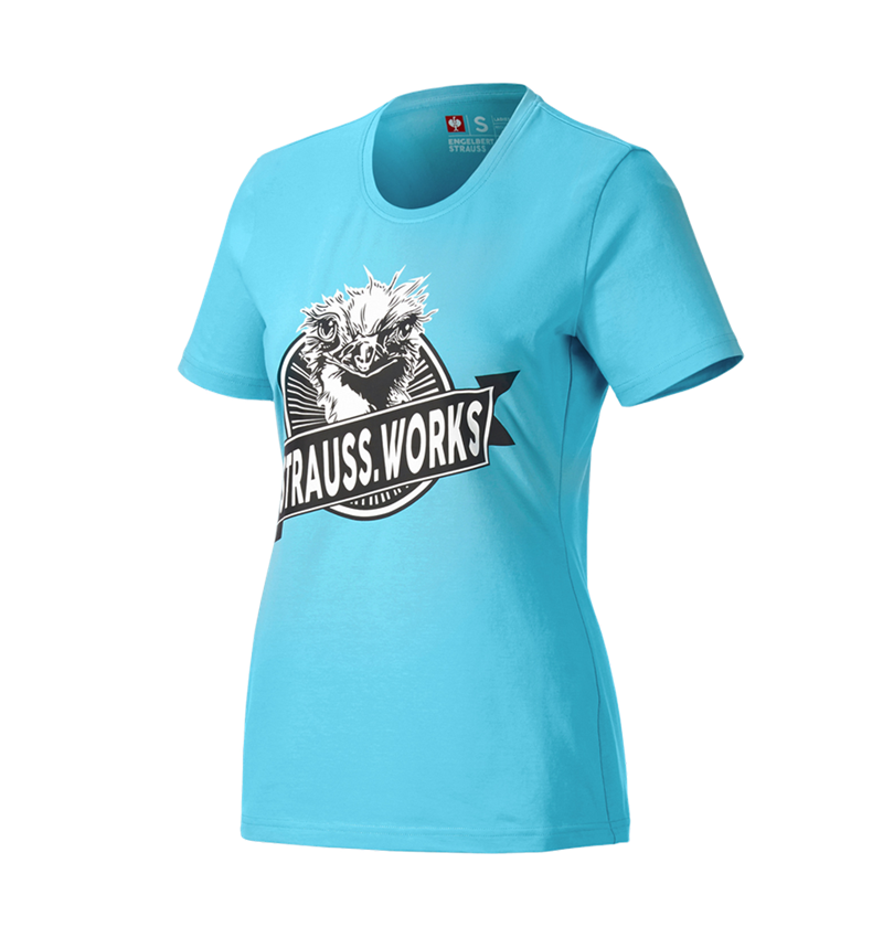 Beklædning: e.s. T-shirt strauss works, damer + lapisturkis 4