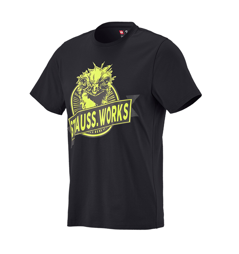 Clothing: e.s. T-shirt strauss works + black/high-vis yellow