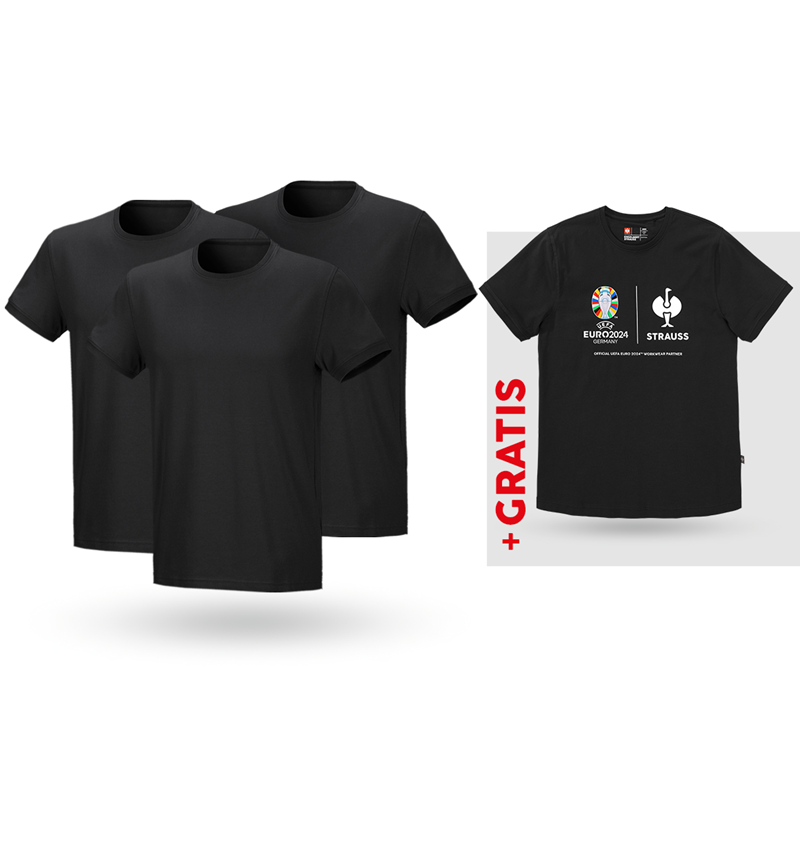 Beklædning: SÆT: 3x T-shirt cotton stretch + shirt + sort