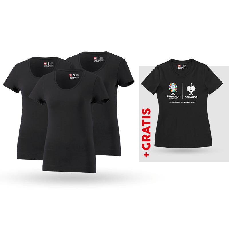 Beklædning: SÆT: 3x T-shirt cotton stretch, dame + shirt + sort