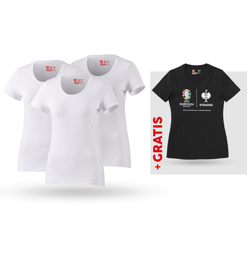 Beklædning: SÆT: 3x T-shirt cotton stretch, dame + shirt + hvid