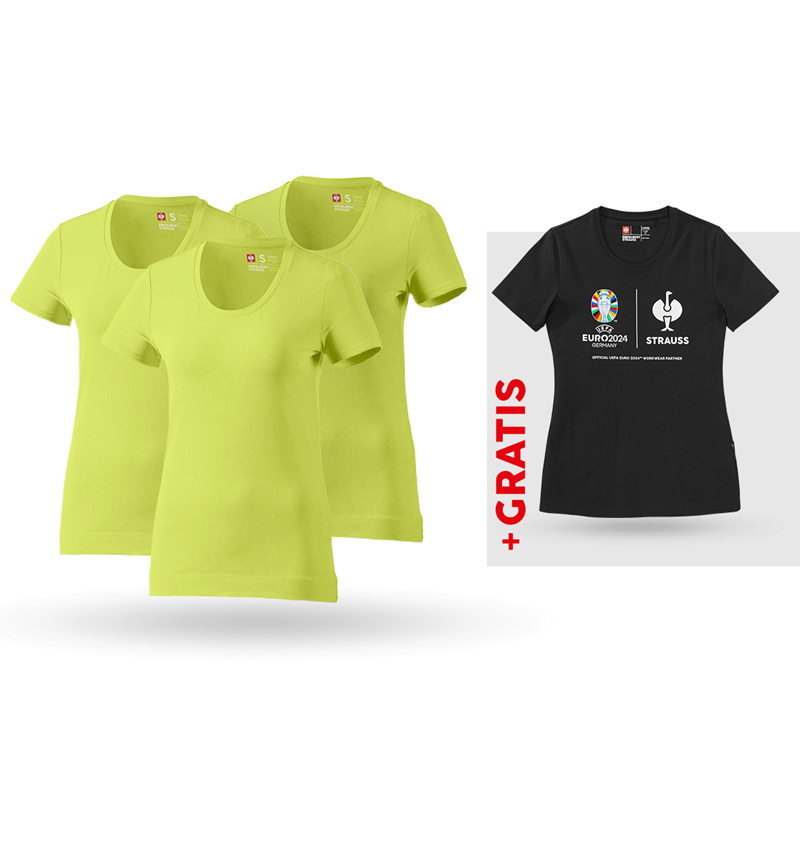 Beklædning: SÆT: 3x T-shirt cotton stretch, dame + shirt + majgrøn