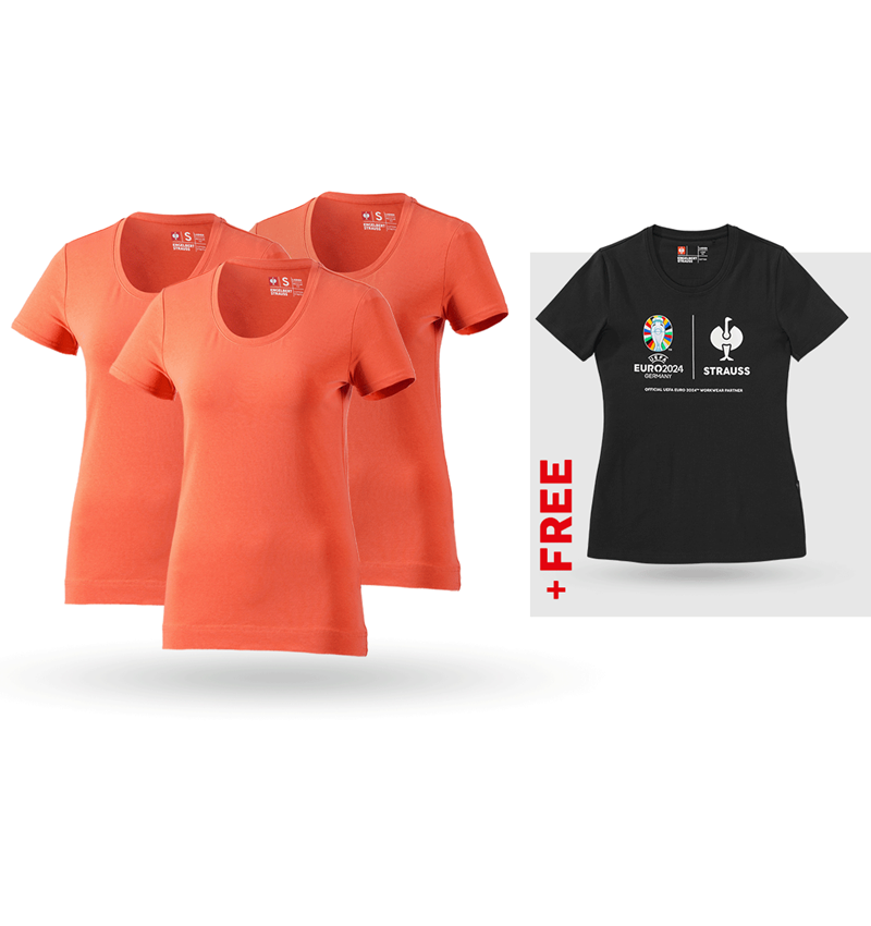 Clothing: SET: 3x women's T-Shirt cotton stretch + Shirt + nectarine