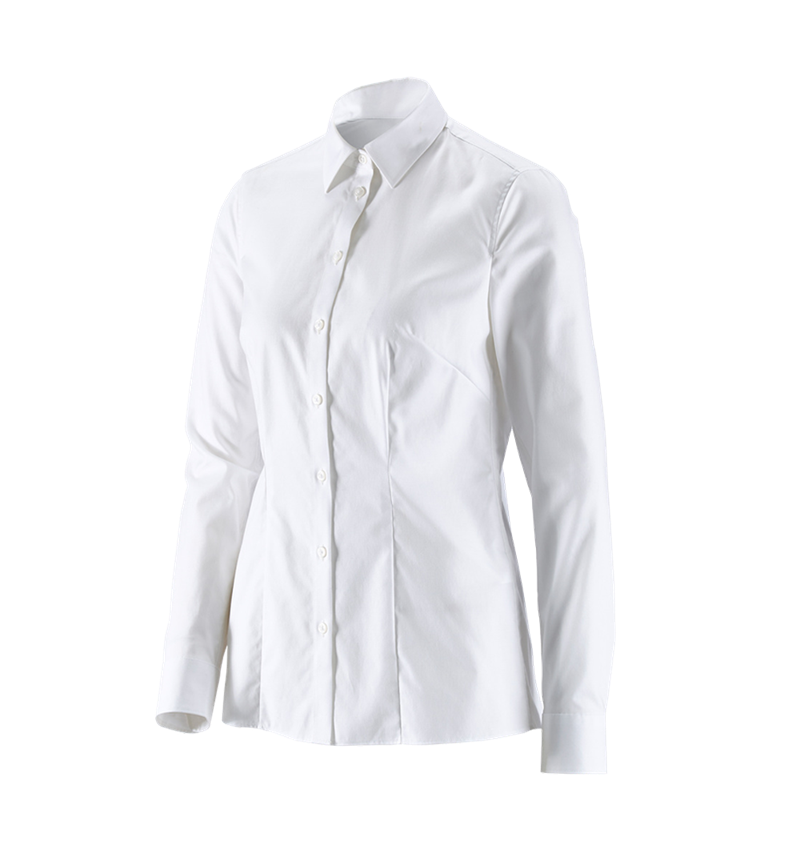 T-Shirts, Pullover & Skjorter: e.s. Businessbluse cotton stretch dam. regular fit + hvid 2