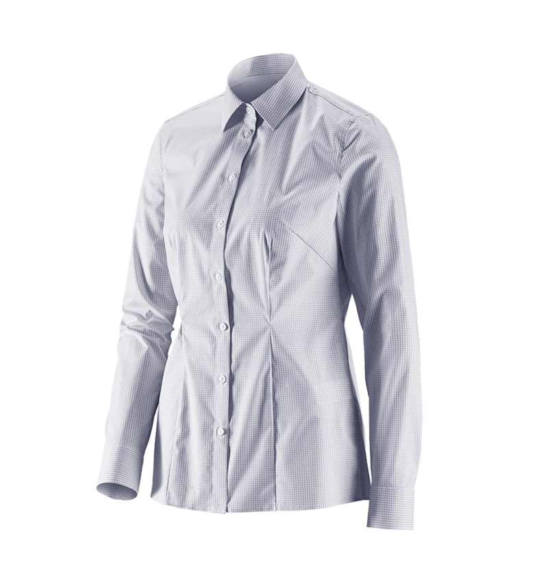T-Shirts, Pullover & Skjorter: e.s. Businessbluse cotton stretch dam. regular fit + tågegrå  ternet 2