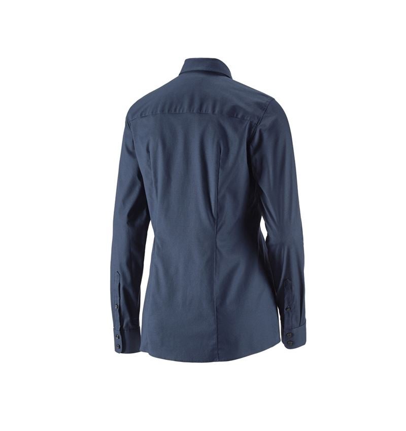 T-Shirts, Pullover & Skjorter: e.s. Businessbluse cotton stretch dam. regular fit + mørkeblå 3