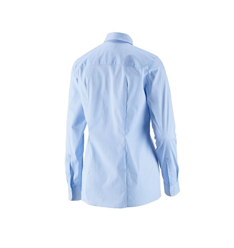 T-Shirts, Pullover & Skjorter: e.s. Businessbluse cotton stretch dam. regular fit + frostblå ternet 3