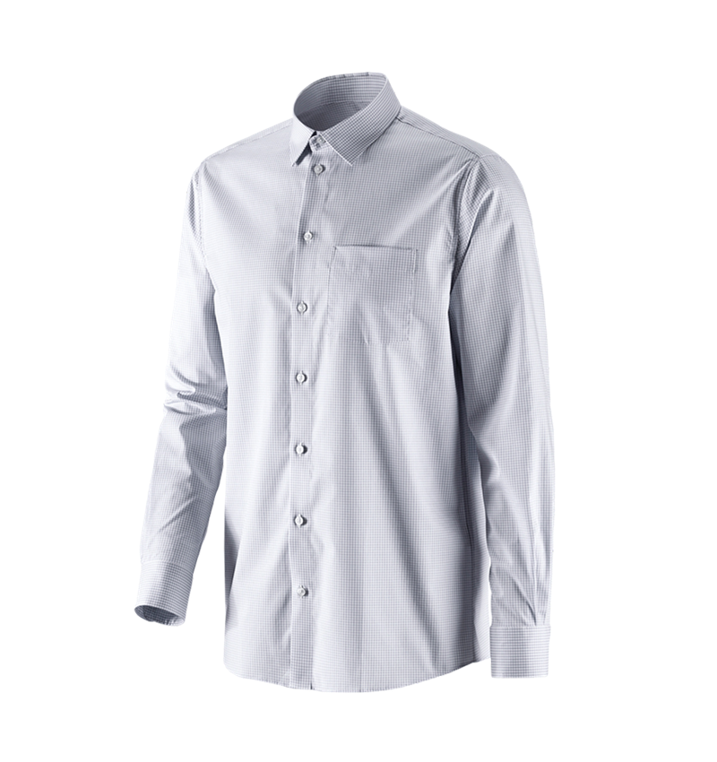 Emner: e.s. Business skjorte cotton stretch, comfort fit + tågegrå  ternet 4