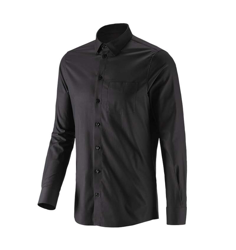 T-Shirts, Pullover & Skjorter: e.s. Business skjorte cotton stretch, slim fit + sort 4