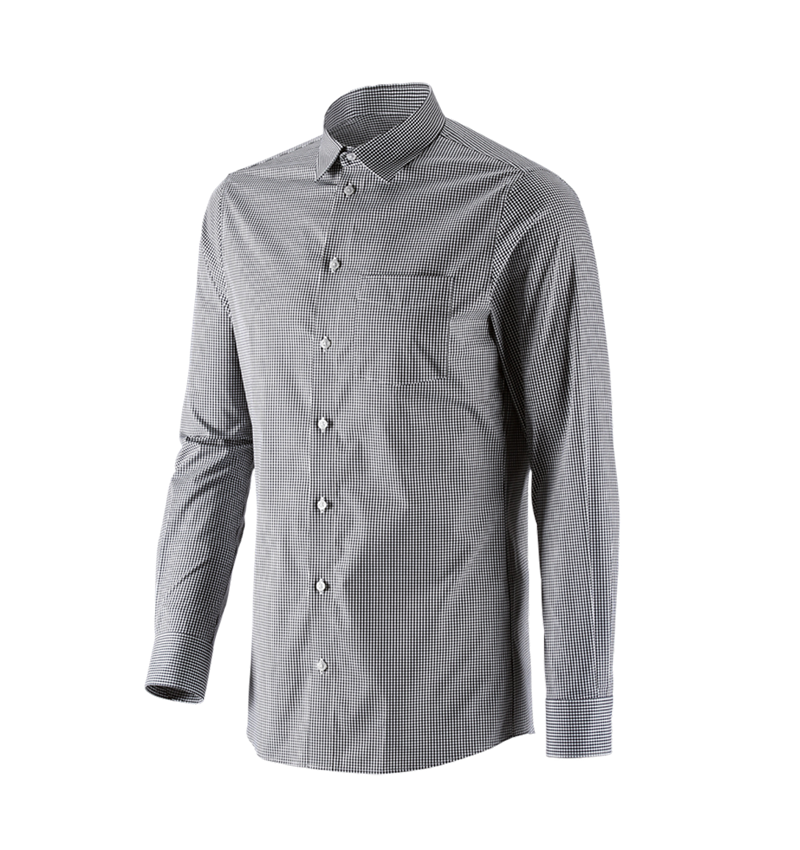 T-Shirts, Pullover & Skjorter: e.s. Business skjorte cotton stretch, slim fit + sort ternet 5