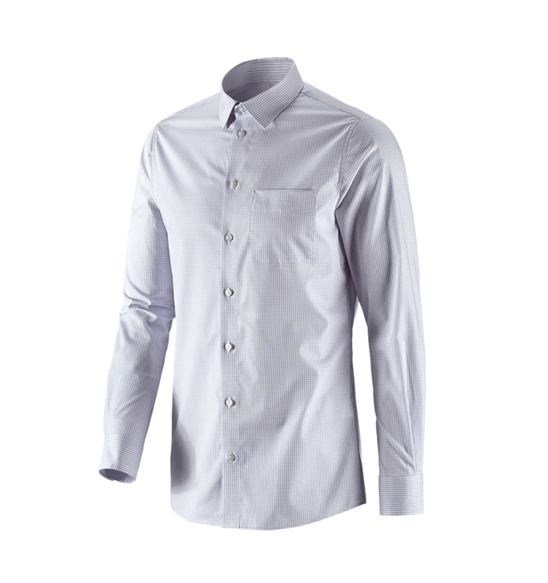 Emner: e.s. Business skjorte cotton stretch, slim fit + tågegrå  ternet 2