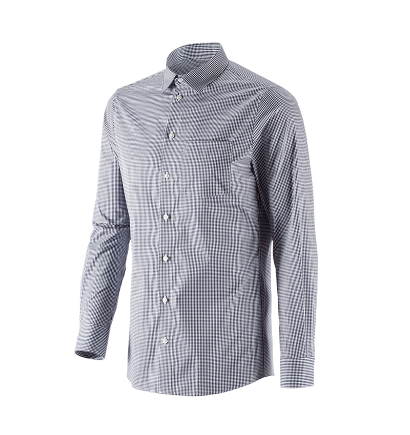 T-Shirts, Pullover & Skjorter: e.s. Business skjorte cotton stretch, slim fit + mørkeblå ternet 2