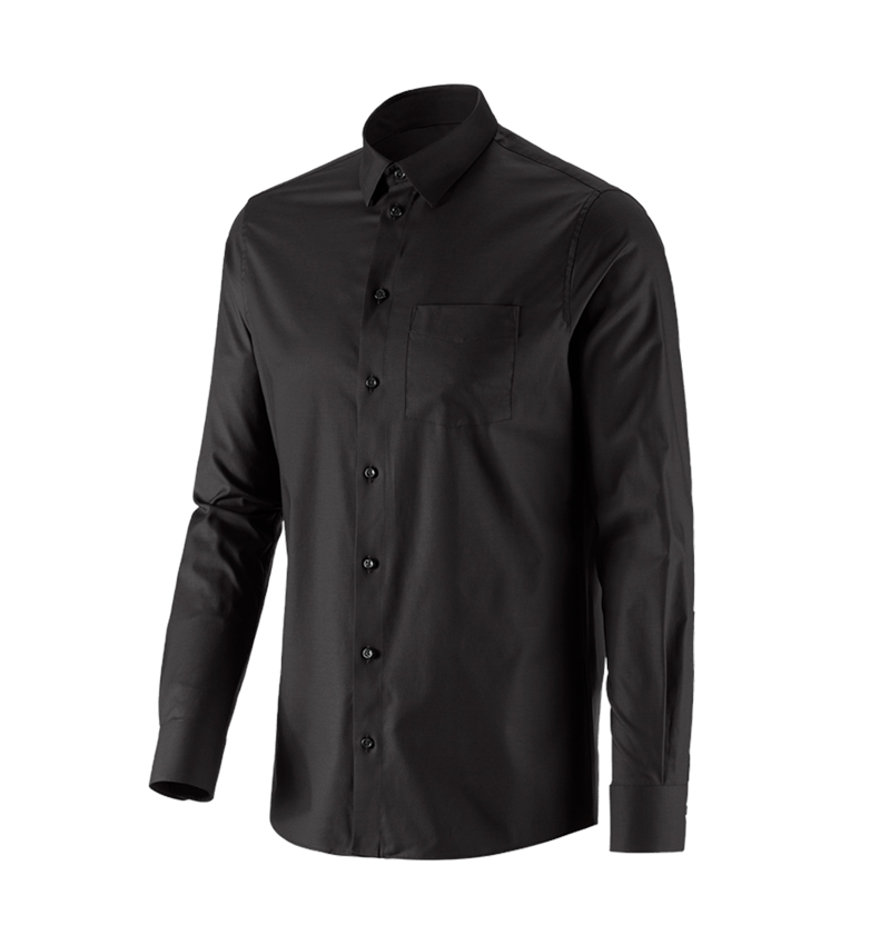 T-Shirts, Pullover & Skjorter: e.s. Business skjorte cotton stretch, regular fit + sort 4