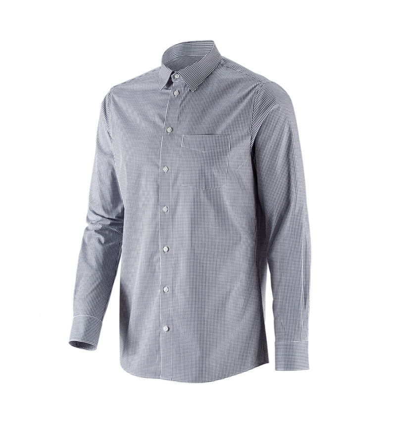 T-Shirts, Pullover & Skjorter: e.s. Business skjorte cotton stretch, regular fit + mørkeblå ternet 4