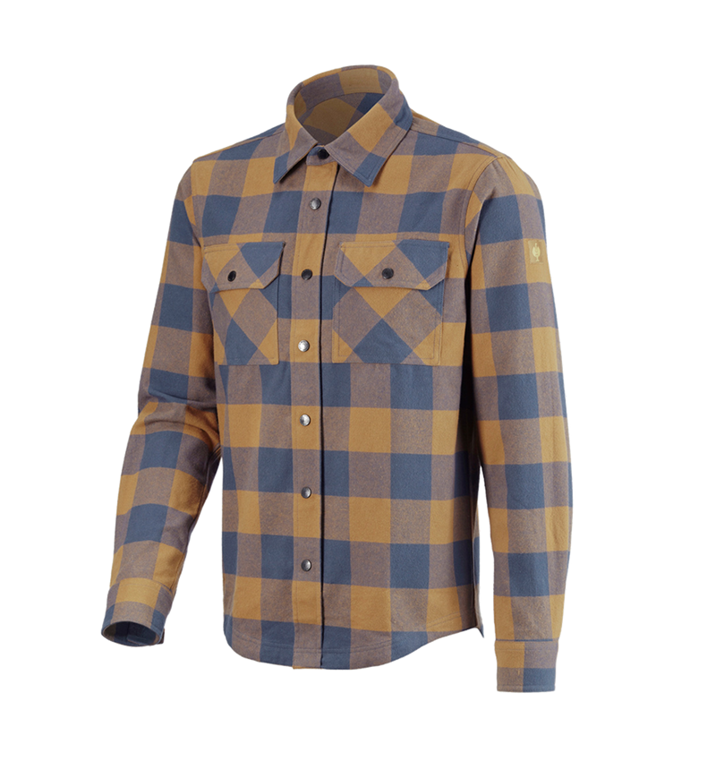 T-Shirts, Pullover & Skjorter: Karo skjorte e.s.iconic + mandelbrun/oxidblå 4