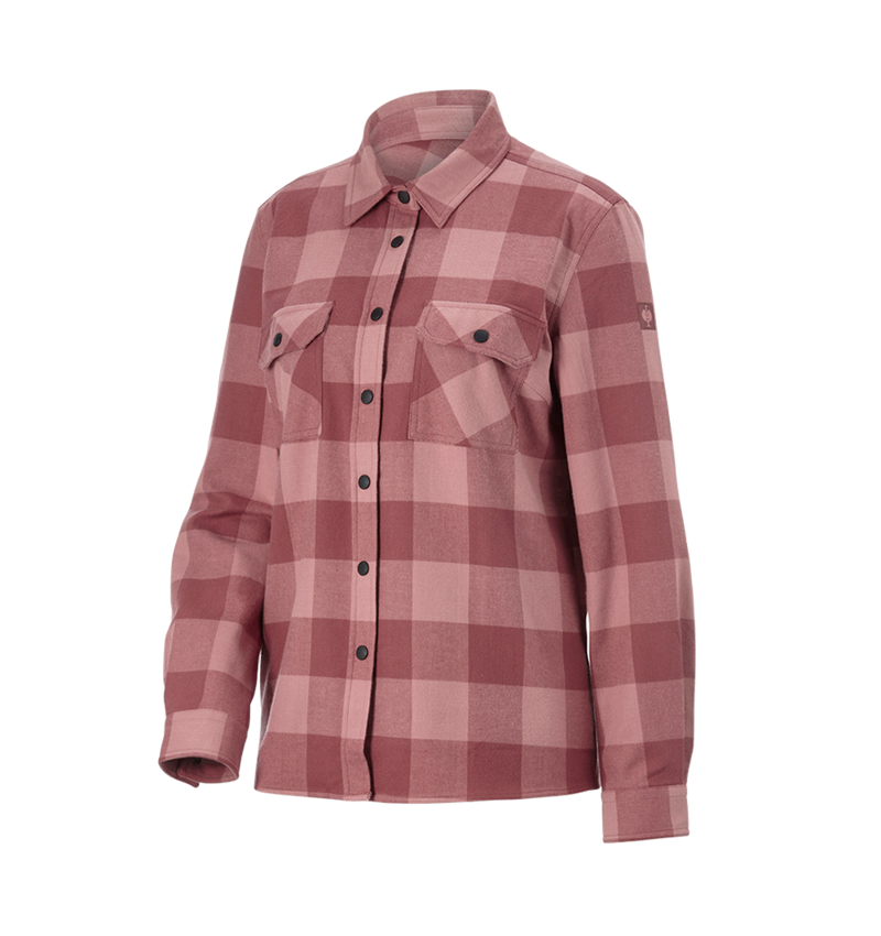 Clothing: Check shirt e.s.iconic, ladies' + quartz pink/oxidred 8