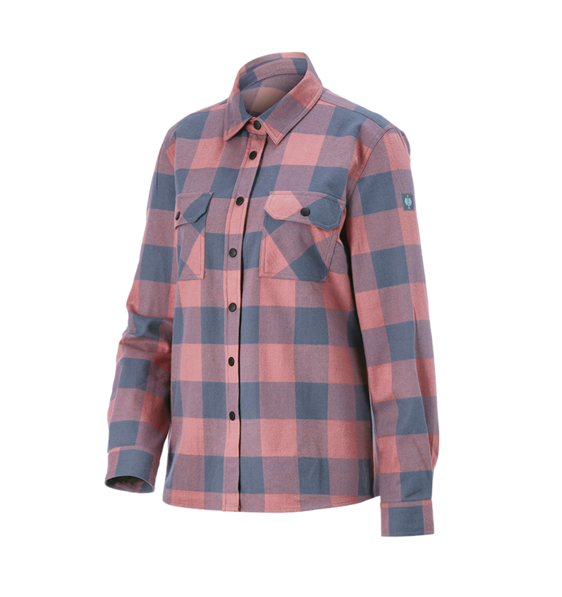 Clothing: Check shirt e.s.iconic, ladies' + quartz pink/oxidblue 7