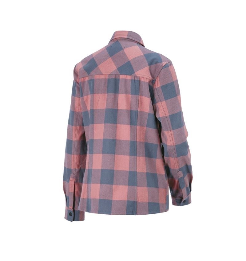 Clothing: Check shirt e.s.iconic, ladies' + quartz pink/oxidblue 8