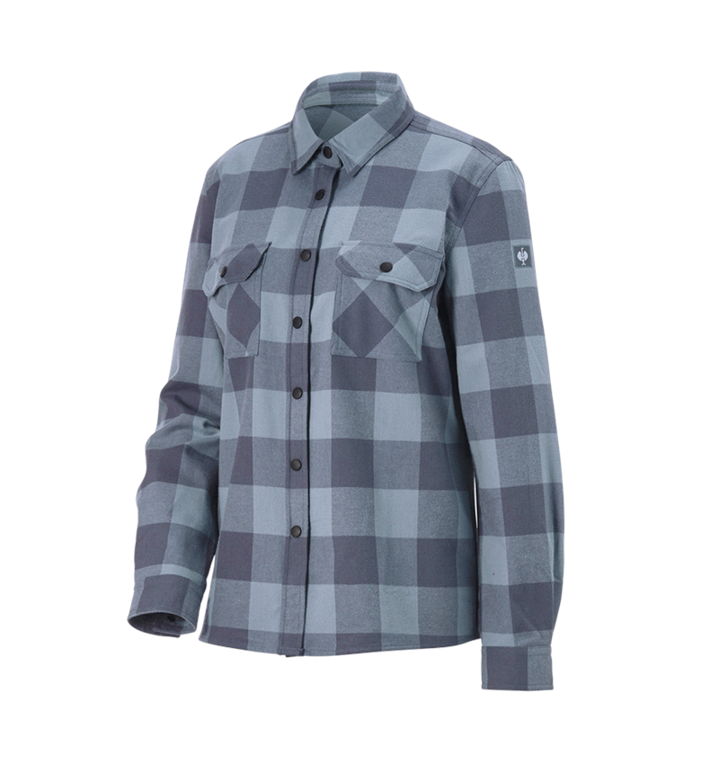 Clothing: Check shirt e.s.iconic, ladies' + carnation blue/oxidblue 9