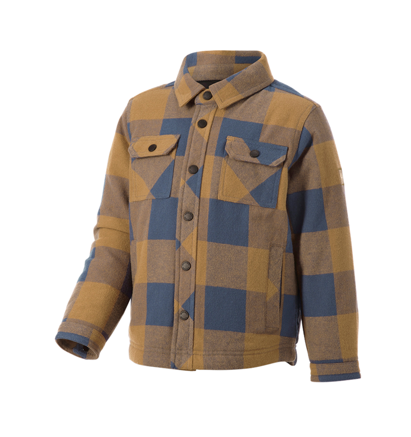 Clothing: Allseason check shirt e.s.iconic, children's + almondbrown/oxidblue 4