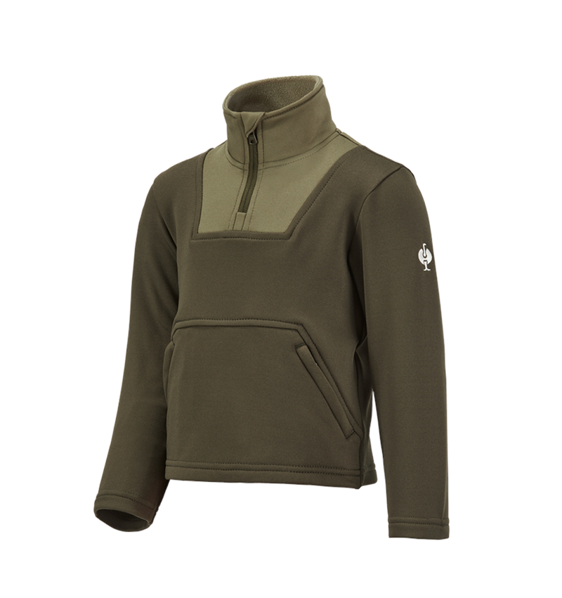 Shirts, Pullover & more: Funct.Troyer thermo stretch e.s.concrete child. + mudgreen/stipagreen 2