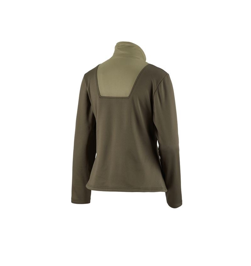 Shirts, Pullover & more: Funct.Troyer thermo stretch e.s.concrete, ladies' + mudgreen/stipagreen 3