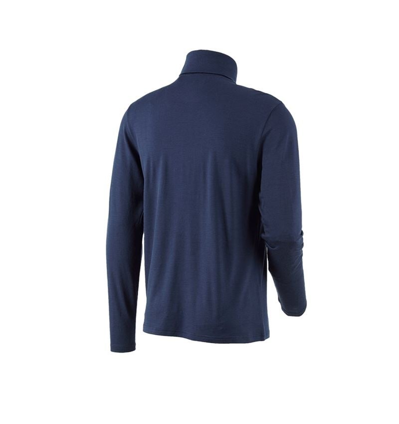 Shirts, Pullover & more: Turtle neck shirt Merino e.s.trail + deepblue/white 3