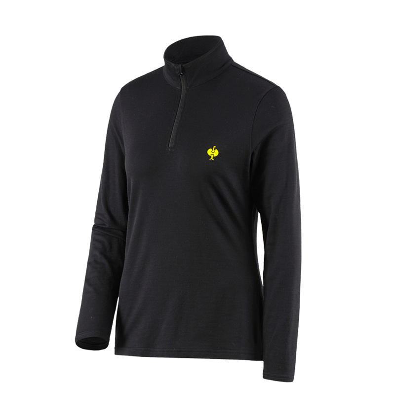 T-Shirts, Pullover & Skjorter: Trøje Merino e.s.trail, damer + sort/syregul 2