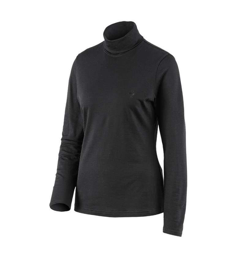 T-Shirts, Pullover & Skjorter: Rullekravetrøje Merino e.s.trail, damer + sort 3