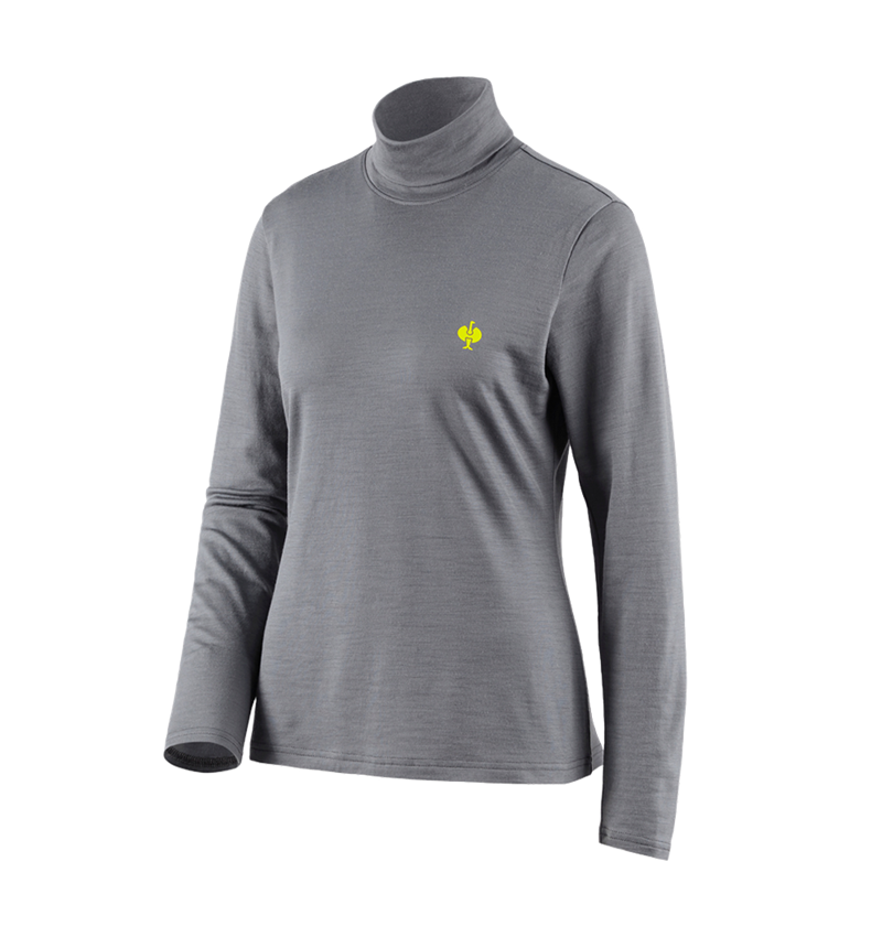 T-Shirts, Pullover & Skjorter: Rullekravetrøje Merino e.s.trail, damer + basaltgrå/syregul 2