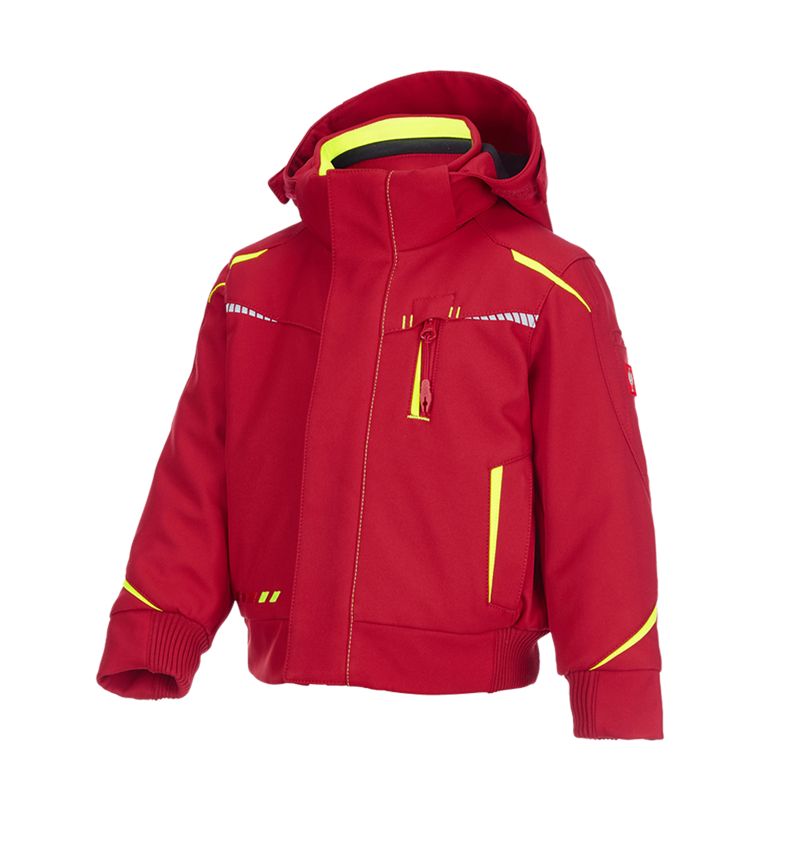 Cold: Winter softshell jacket e.s.motion 2020,children's + fiery red/high-vis yellow 2